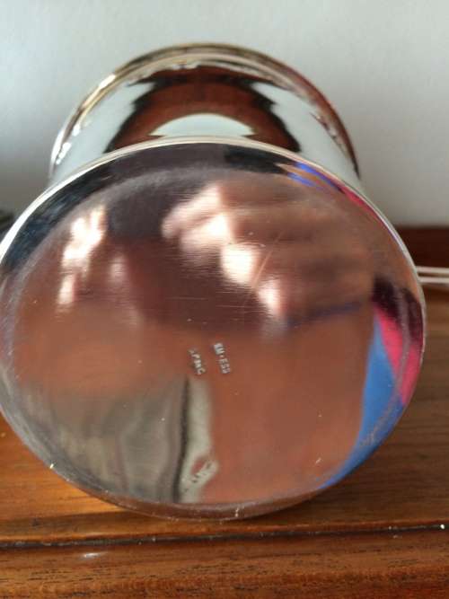 Silverplate ice bucket with strainer and tongs